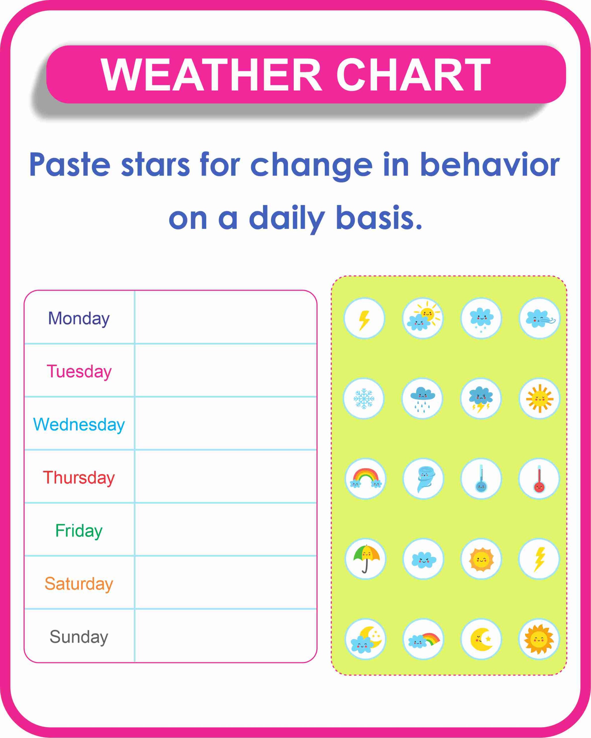 Weather Chart For Kids- Printable | Montessoriseries