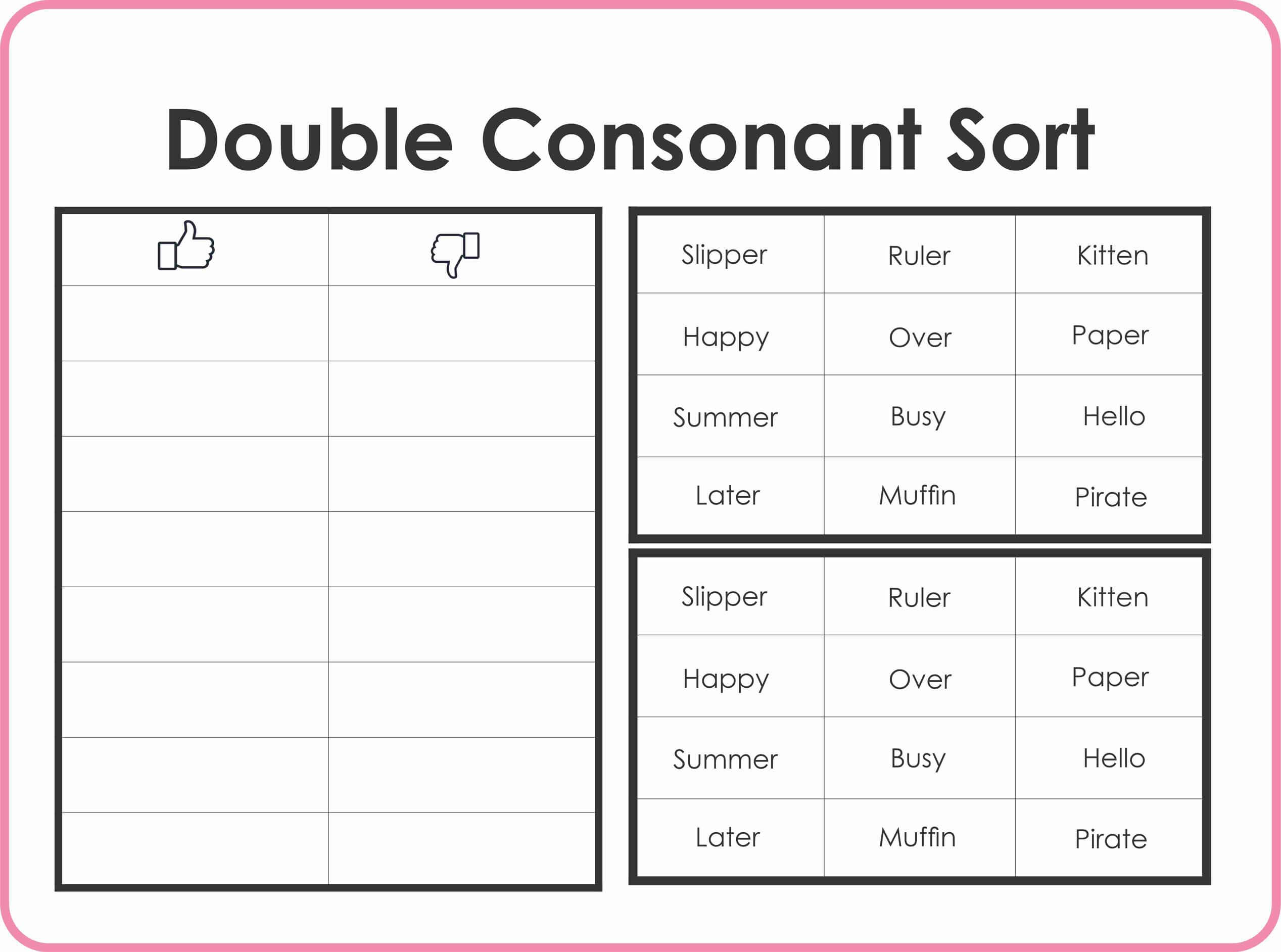 Double Consonant Words Worksheets Montessoriseries