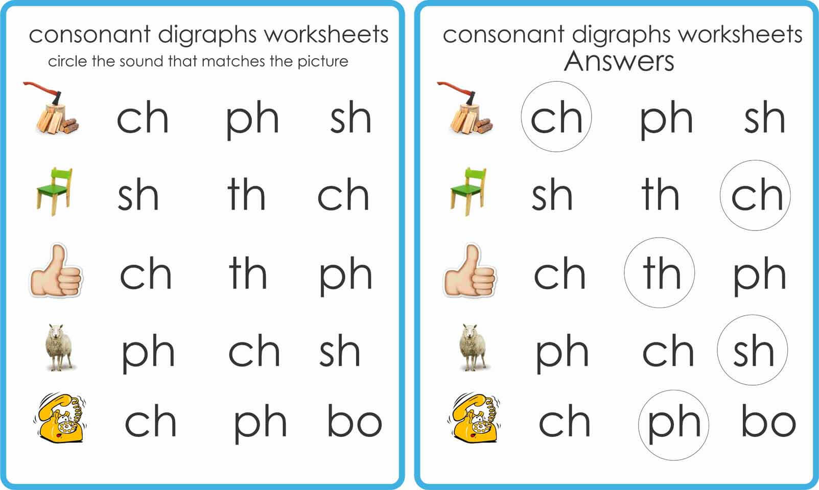 Consonant Digraphs- Worksheets And Word Lists | Montessoriseries